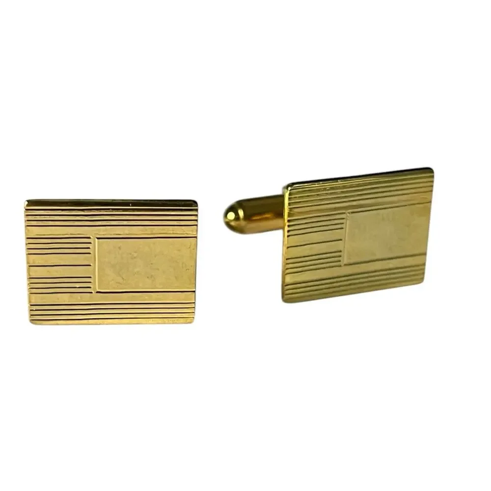 Christian Dior Rectangular gold-tone cufflinks linear design Vintage